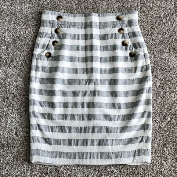 LOFT pencil skirt, gray and white, size 2 - Picture 1 of 7